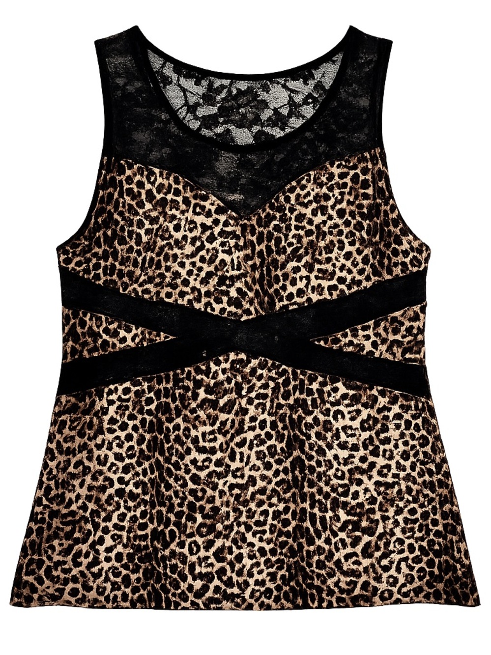 2K Deb Leopard Lace Tank 2X Satin Stretch Animal Print Baddie Top